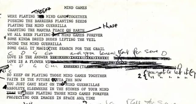 Lyrics to "Mind Games"